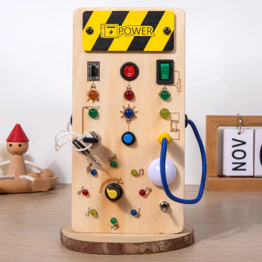 Montessori Busy Board Sensory Toys Wooden With LED Light Switch Control Board Travel Activities Children Games For 2-4 Years Old - 5