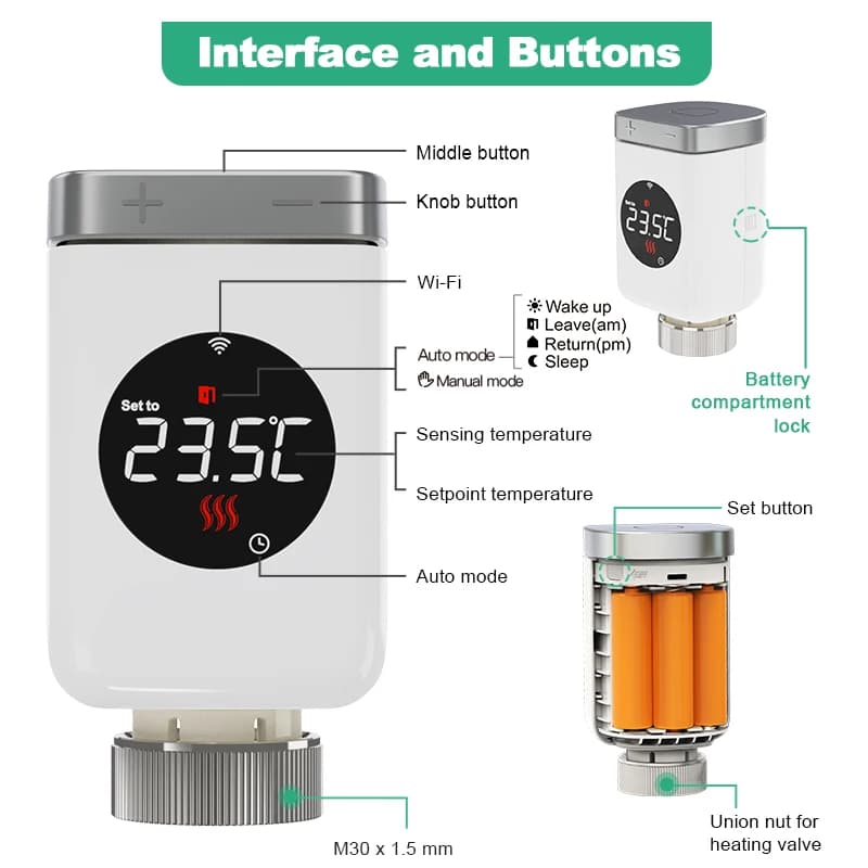 Tuya ZigBee Smart Home Thermostat Radiator Valve Actuator Smart TRV Thermostatic Valve Temperature Controller Alexa Google Home - 2