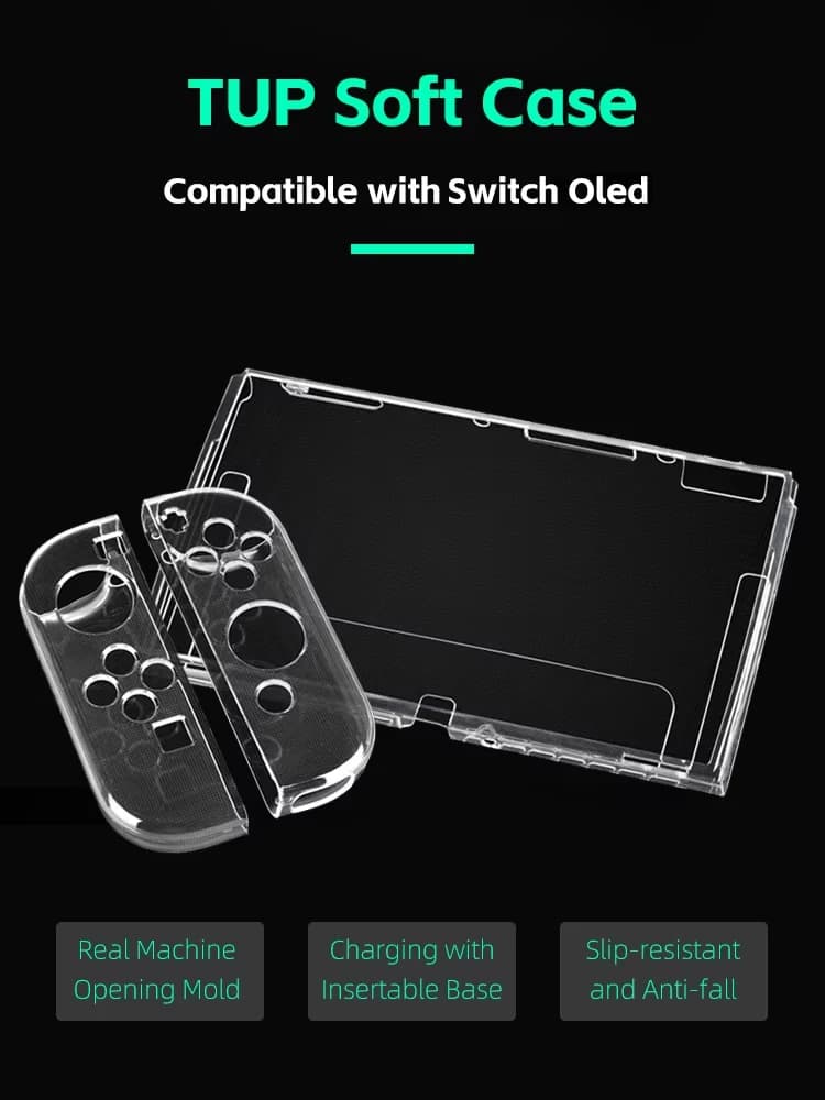 Data FrogTPU soft transparent shell protective case clear frame protector case for switch oled game console accessories - 2