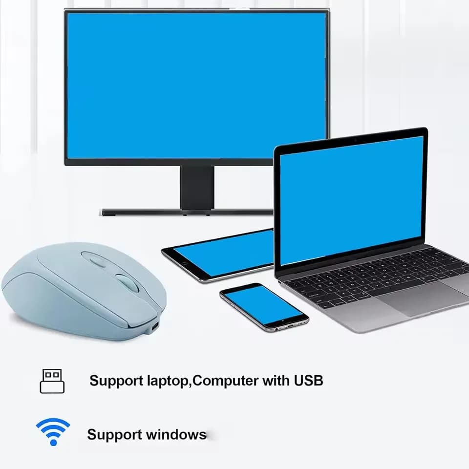 ماوس كمبيوتر لاسلكي قابل لإعادة الشحن 2.4G متوافق مع البلوتوث ماوس لاسلكي USB صامت للاعبين لأجهزة الكمبيوتر المحمول ماك بوك تابلت - 4