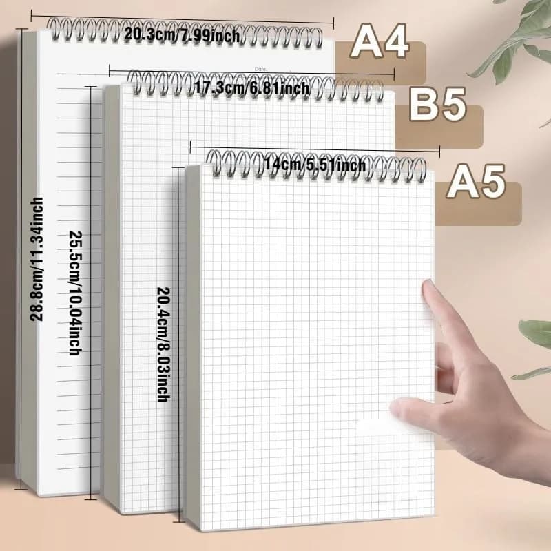 A4 A5 B5 Spiral book Coil Notebook 120 Sheets Grid Paper 240 Pages Notebook PP Cover for Students School - 5