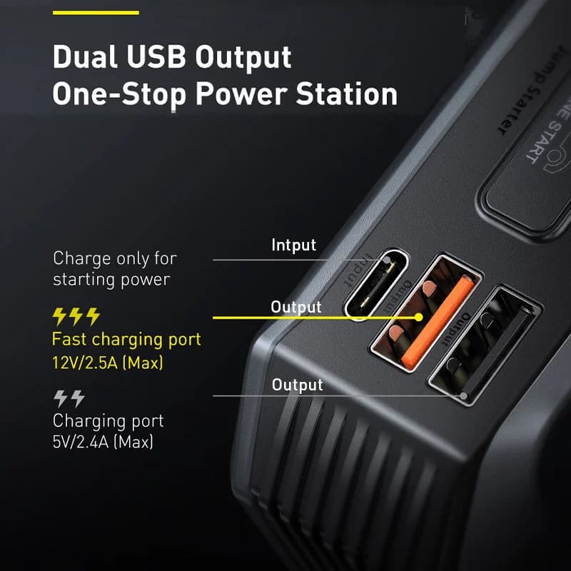 Baseus 20000mAh Car Jump Starter Power Bank 2000A 20000mAh Car Battery Charger Auto Emergency Booster Starting Device Jump Start - 4