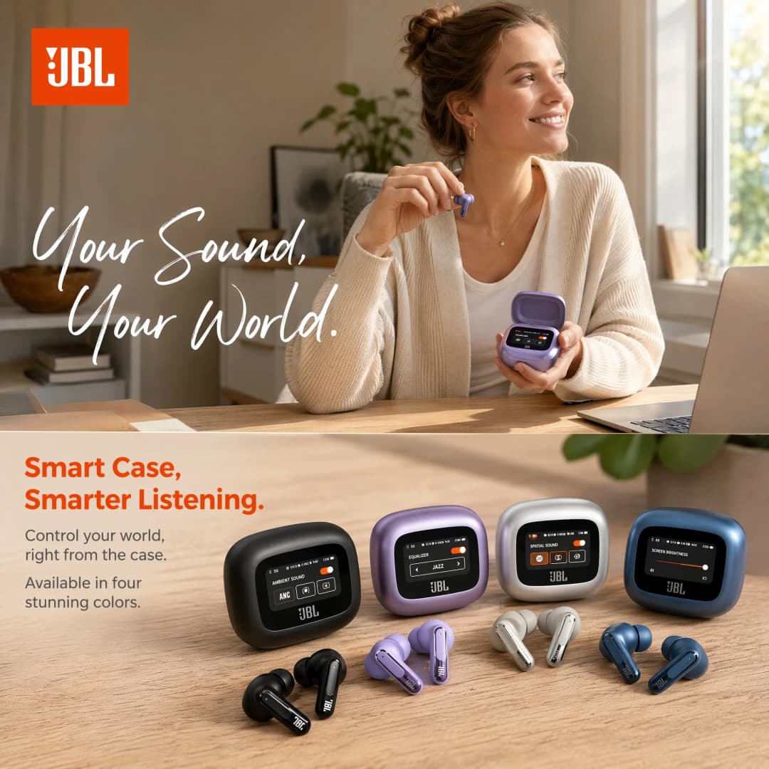 سماعات أذن لاسلكية JBL Live Beam 3 بتقنية البلوتوث، إلغاء الضوضاء، مناسبة للموسيقى والرياضة والفيديو، مع ميكروفون - 2