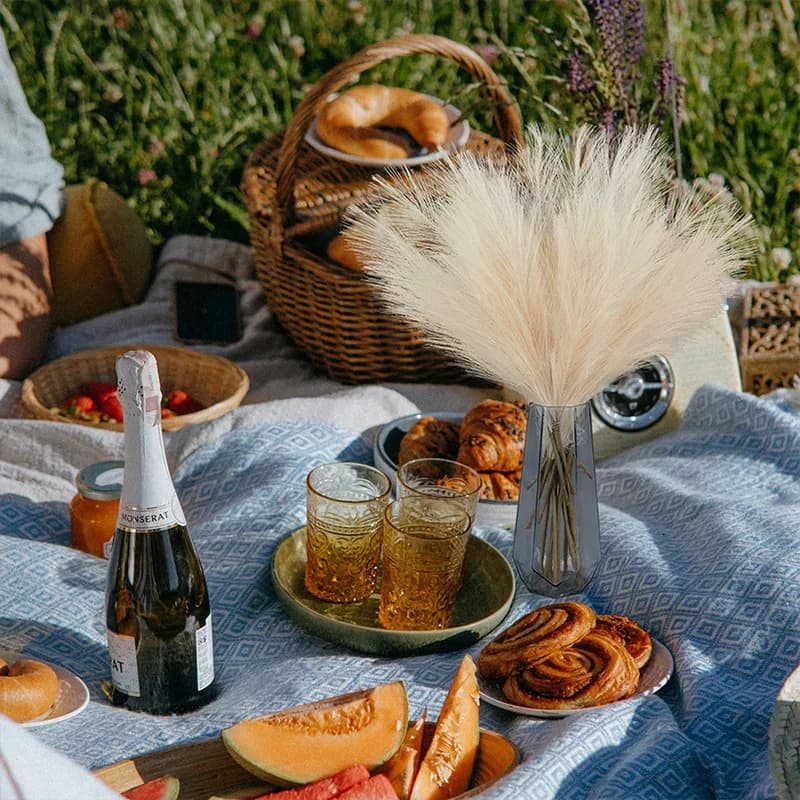 55CM 10PCS Fluffy Pampas Grass Boho Decor Flower Fake Plant Reed Simulated Wedding Party Home Decoration Artificial Flowers - 6