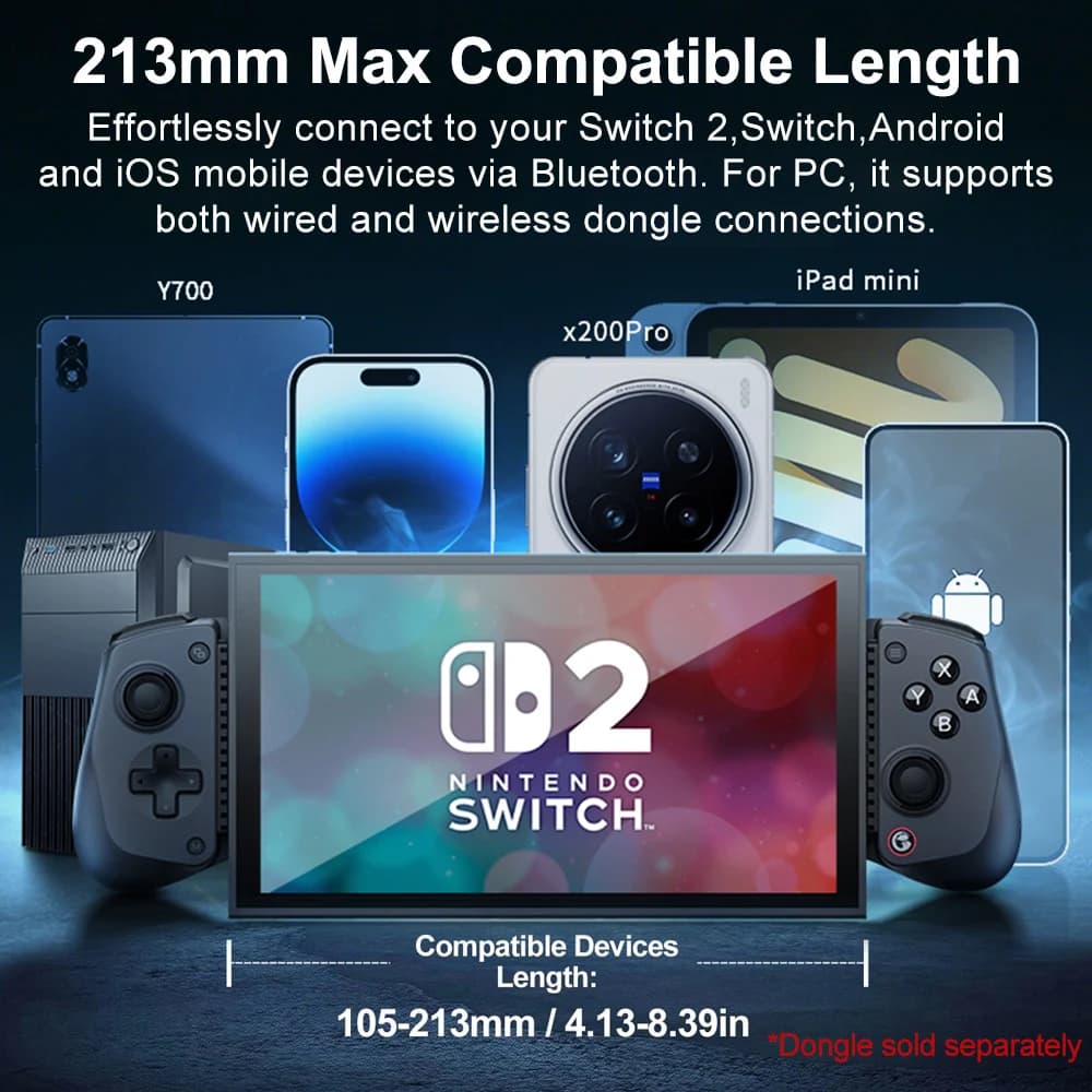 GameSir X5s Wireless Mobile Gaming Controller for Android iOS PC Gamepads  Nintendo Switch 2/1 Controle 6-Axis Gyro HD Rumble - 3
