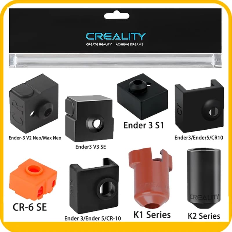 غطاء سيليكون Creality الرسمي K1C/K1/K2، غطاء سيليكون لـ MK8/MK9/CR10/Ender 3/Ender 5/Ender7 قطع طابعة ثلاثية الأبعاد