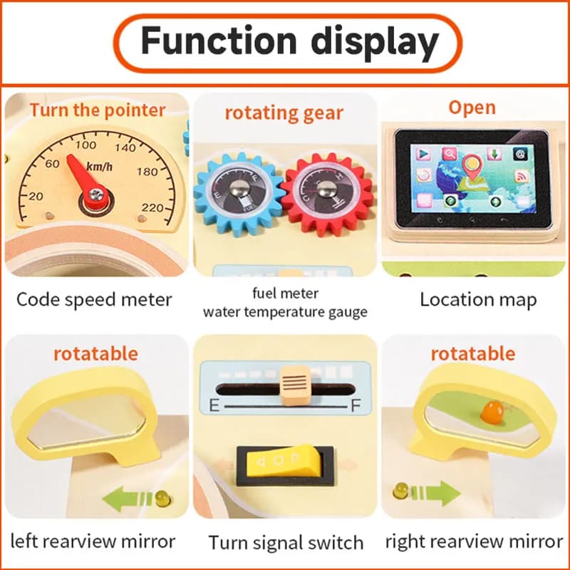 Montessori Busy Board Children Toys Led Light Switch Simulate Car Steering Wheel Travel Activities Sensory Game Educational Toys - 4
