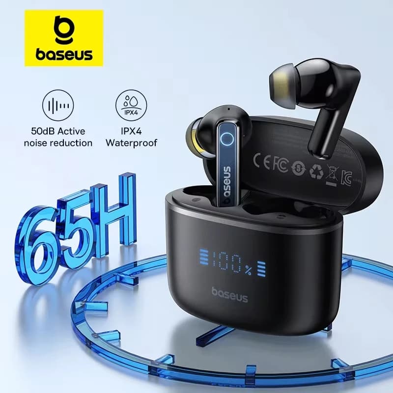 سماعات الأذن اللاسلكية Baseus Bowie 30 عزل ضوضاء 50dB وقت تشغيل طويل 65 ساعة سماعات بلوتوث 5.3 ميكروفونات 6 مكالمات واضحة بتقنية الذكاء الاصطناعي صوت جهير قوي