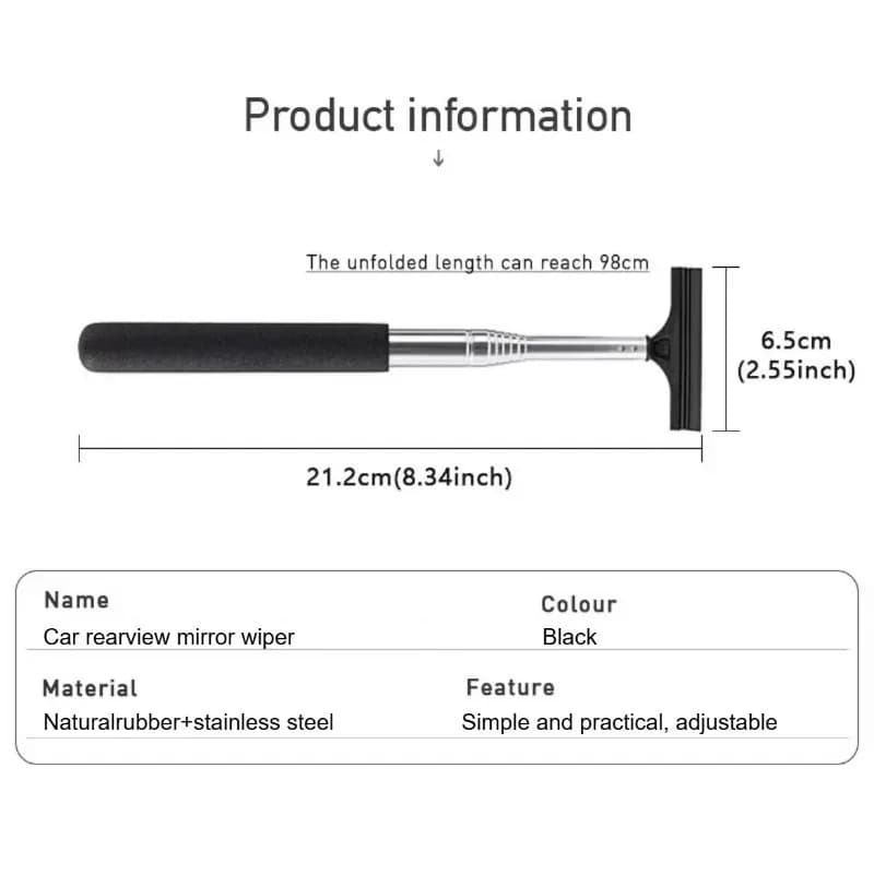 Car Rearview Mirror Wiper Cleaning Tool Auto Glass Mist Cleaner Scraper Car Accessories Handle Telescopic Window Cleaning Brush - 6