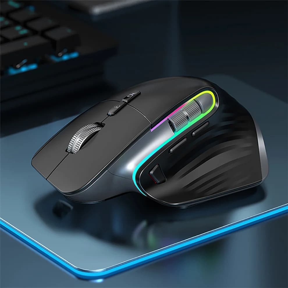 ماوس لاسلكي بلوتوث +2.4G قابل لإعادة الشحن 12 لون RGB LED ماوس ألعاب مريح للاعبي الكمبيوتر المحمول آيباد - 6