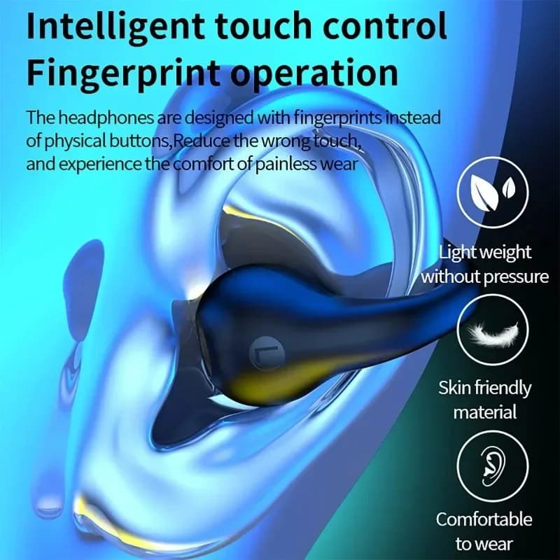 سماعات رأس لاسلكية TWS Q80 جديدة بلوتوث 5.3 سماعات توصيل عظمي تصميم مشبك أذن تحكم باللمس سماعات أذن LED سماعات رأس رياضية - 4