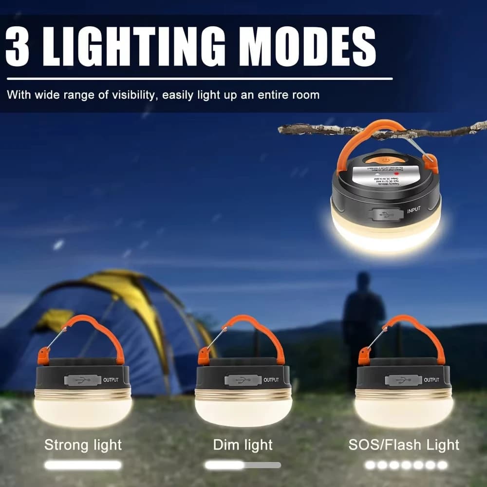 مصباح خيمة تخييم LED - شحن USB/بطارية AAA، ضوء مغناطيسي معلق متعدد الوظائف للاستخدام في حالات الطوارئ والعمل المنزلي - 4