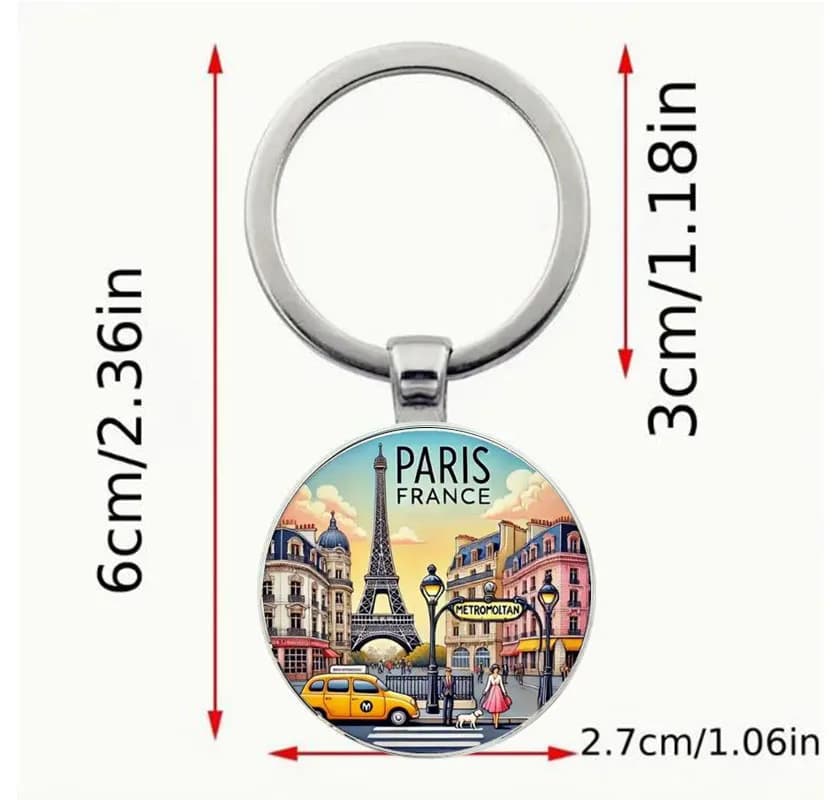 Paris French Keychain - Suitable for keys, bags, cars - Ideal gift for birthdays, holidays, travel enthusiasts, Paris souvenirs, - 2