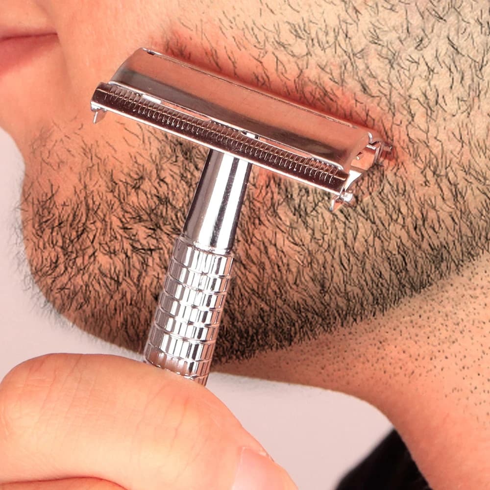 Double Edge Beard Hair Shaver Set Men's Traditional Classic Beard Razor Shaver Stainless Steel Safety Mens Trimmer Blades Box - 2