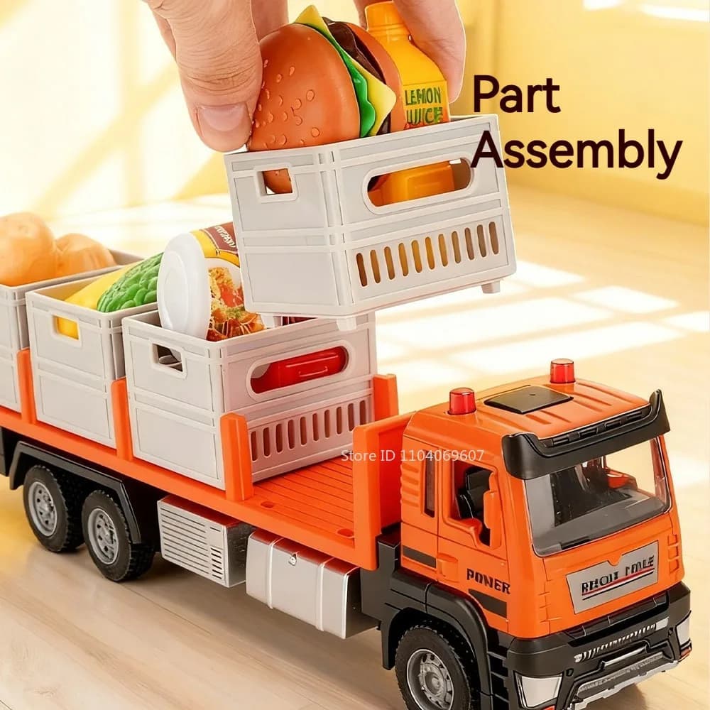 1:32 Fruit and Vegetable Transport Vehicle Toy Models Metal Diecast Container Trucks Toy Engineering Car Model Ornament for Boys - 5