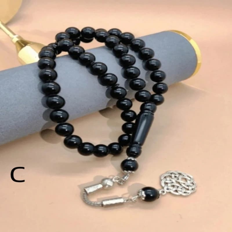 A men's bracelet with 45 pieces of 10mm Arab-style fashionable resin beads, suitable for all kinds of festivals and occasions - 2