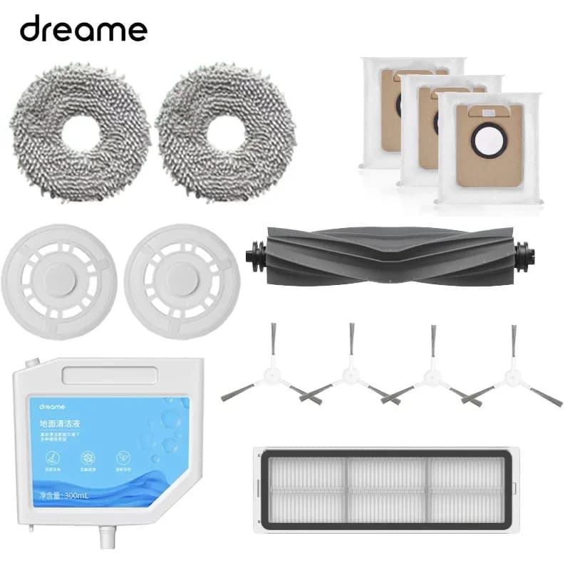 إكسسوارات مكنسة روبوتية Dreame Bot L10s Ultra / L10 Ultra: ممسحة، كيس غبار، فرشاة رئيسية، فرشاة جانبية، فلتر Hepa