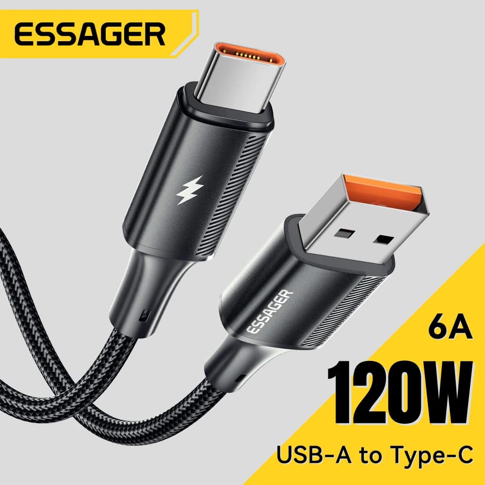 كابل شحن سريع إيساجير 120W، 6A، نوع C، لشحن سريع، متوافق مع شاومي 14 ألترا، هواوي، سامسونج، ون بلس