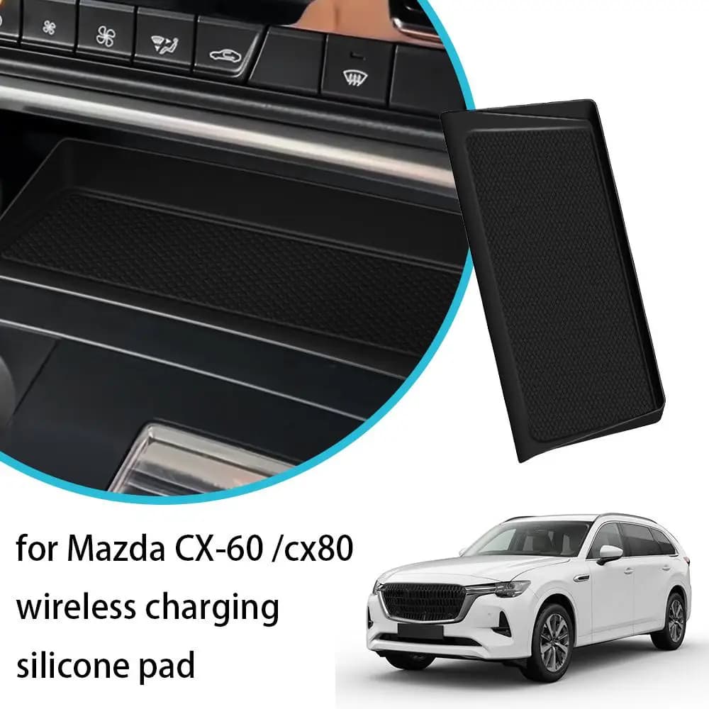 التحكم المركزي حماية سيليكون حصيرة شحن لاسلكي الهاتف المضادة للانزلاق وسادة لمازدا CX-60 CX60 CX-80 CX80 ديكور داخلي - 6