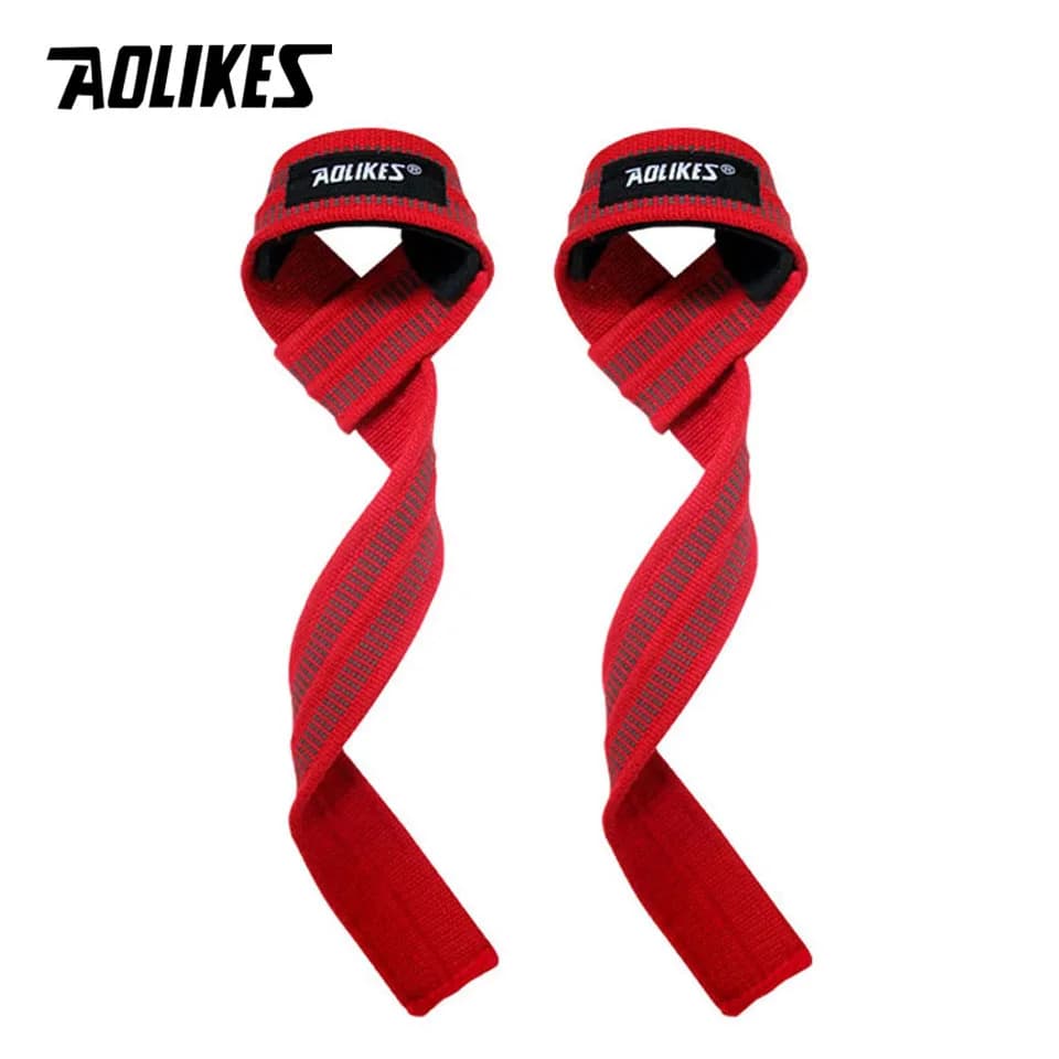 AOLIKES-أشرطة اللياقة البدنية القابلة للتعديل من السيليكون المضادة للانزلاق ، قطن تدريب الدمبلز ، رفع الأثقال ، دعم المعصم ، دعامة ، زوج واحد