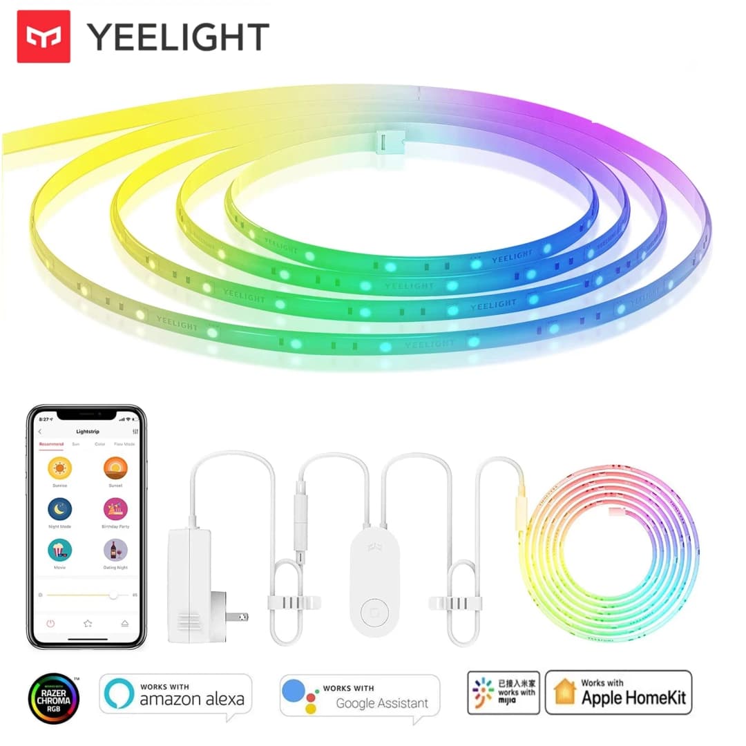 الإصدار العالمي Yeelight LED Smart Strip Light 1S شريط إضاءة LED ملون RGB بطول 2 متر مع اتصال WiFi متوافق مع Homekit وGoogle وMijia وAlexa وSmartThings