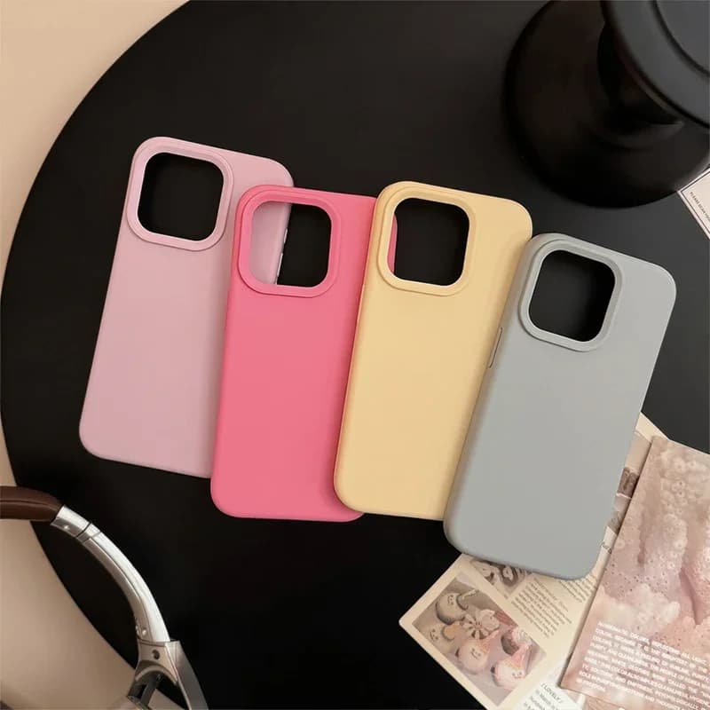 Dopamine-Inspired Silicone Solid Color Simple Fashion Phone Case for iPhone 18 17 Pro 16 Plus 16 18 Pro Max 15 14 13 12 11 Cover - 5
