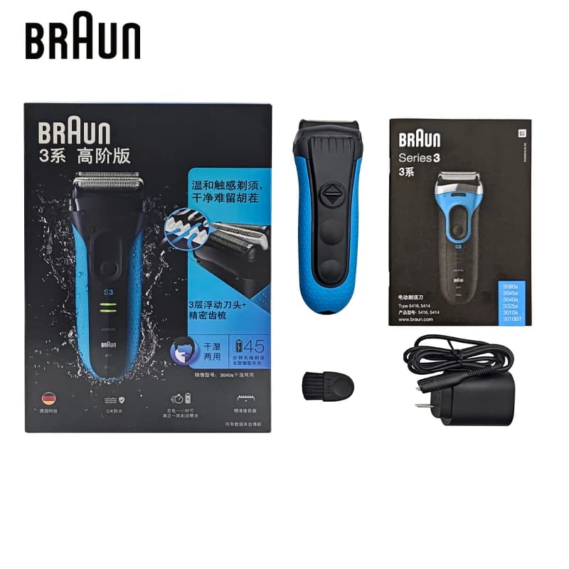 Braun S3 3040s Electric Shaver 3 Floating Head Rechargeable Electric Men's Reciprocating Razor Quick Charge Wet And Dry Shaving - 6