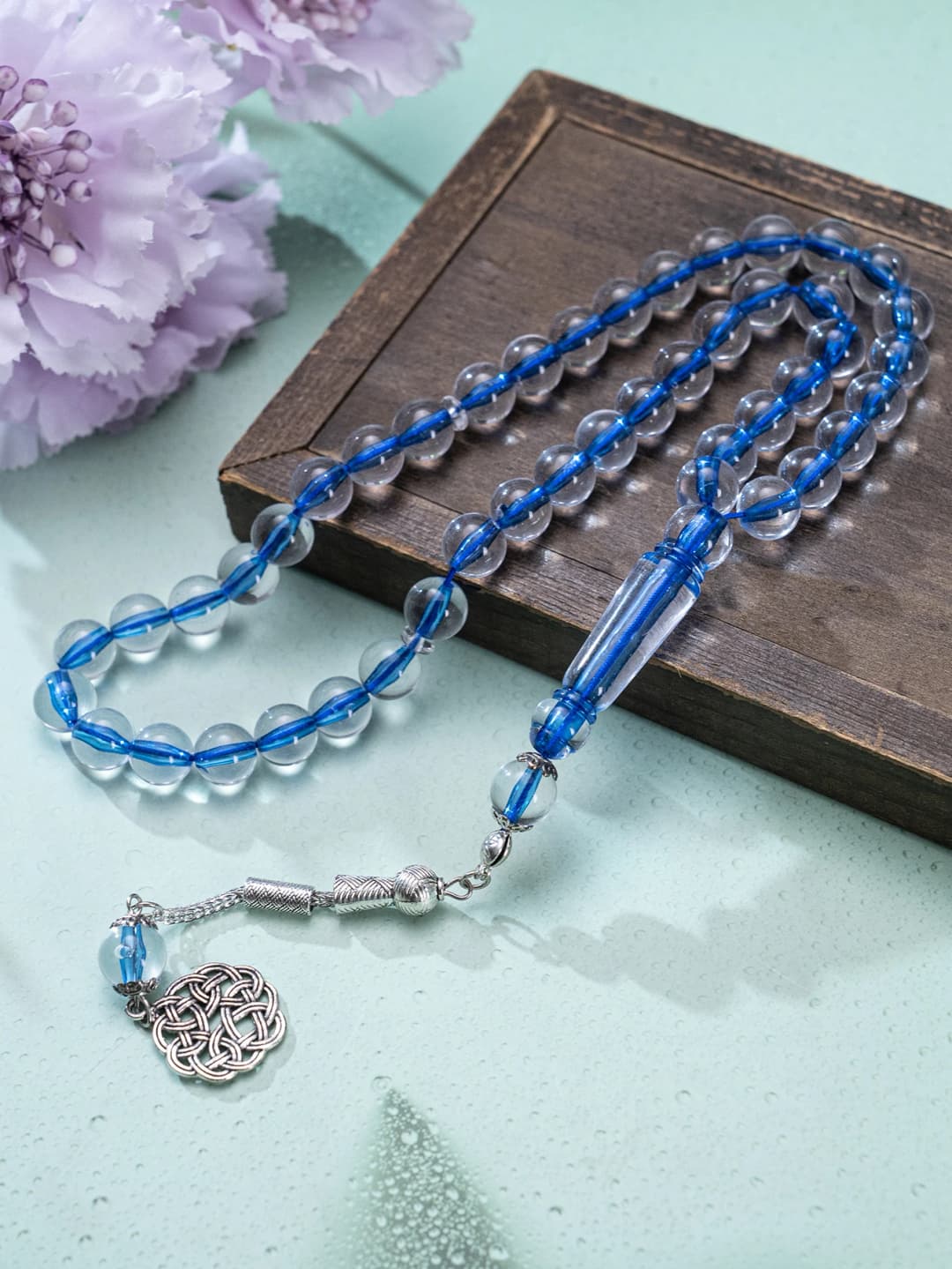 1 PC 45 Tasbih Handmade Beaded Bracelet, 5 Colors Optional, With Arabic Pattern Pendant, Muslim Worship, Friend Gift - 4