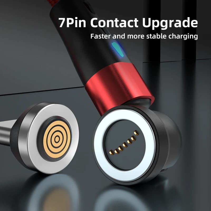 كابل AUFU 7Pin 5A من النوع C المغناطيسي لهاتف Xiaomi POCO Redmi سلك شحن سريع مغناطيسي لهاتف iPhone iPad وسامسونج سلك بيانات USB صغير - 2