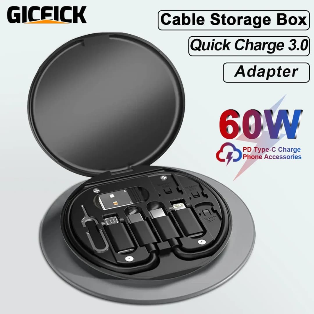 طقم كابل محول شحن USB متعدد 60 واط، طقم تحويل USB C و USB A إلى Type C و Micro USB، نقل بيانات الهاتف