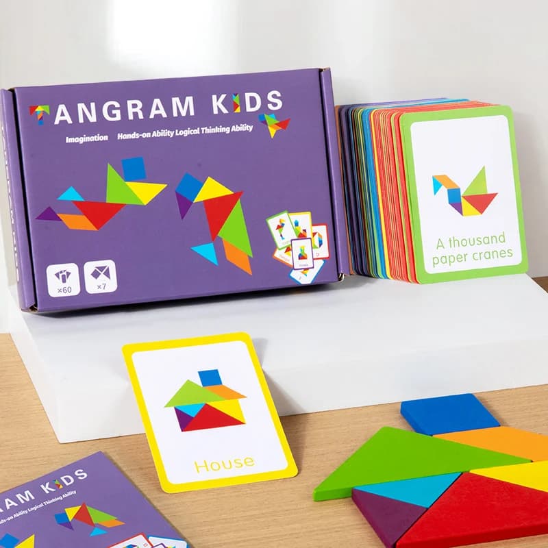 ألغاز بازل ثلاثية الأبعاد من الخشب Tangram، ألعاب لوحية تعليمية Montessori للأطفال، أداة تعليم الأشكال الهندسية لرياض الأطفال