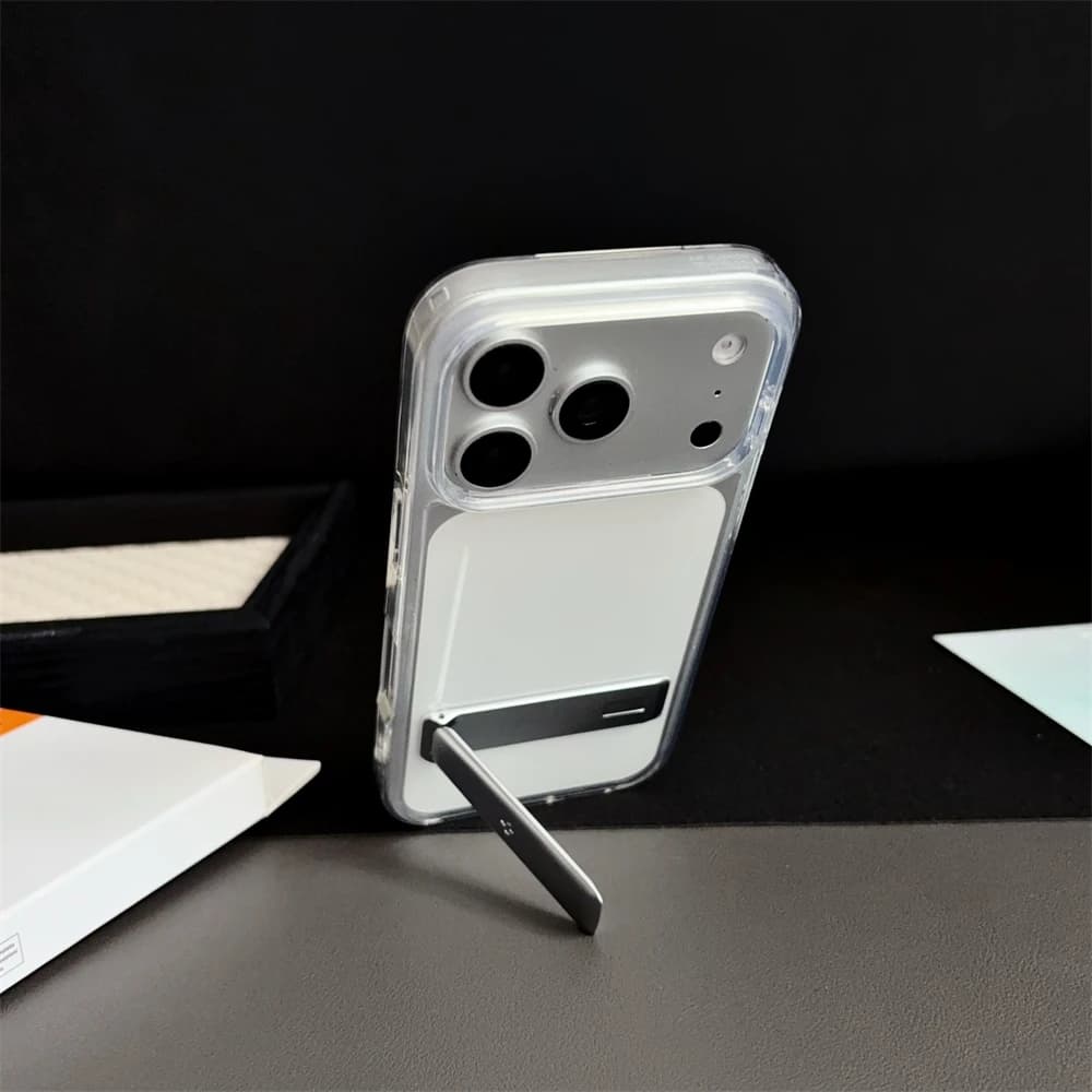 غطاء هاتف Spigen Ultra Hybrid Bracket شفاف لهواتف آيفون 17 برو ماكس و18 و16 و15 و14 و13 و12، حامل صدمات، غطاء خلفي شفاف - 3