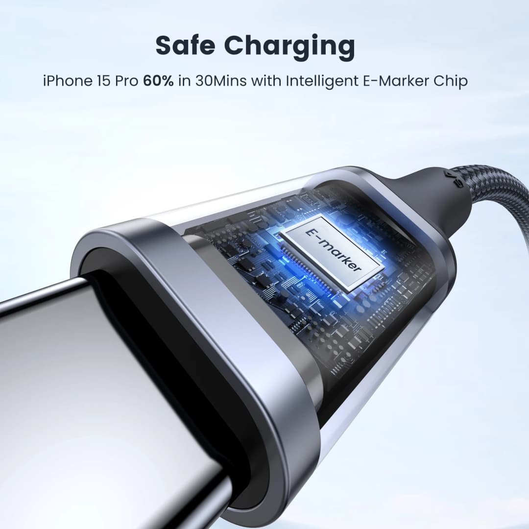 كابل USB Type-C إلى USB-C من UGREEN بقوة 100 واط للشحن السريع لهواتف سامسونج S25 وآيفون 17 و16 يدعم Quick Charge 4.0 - 3