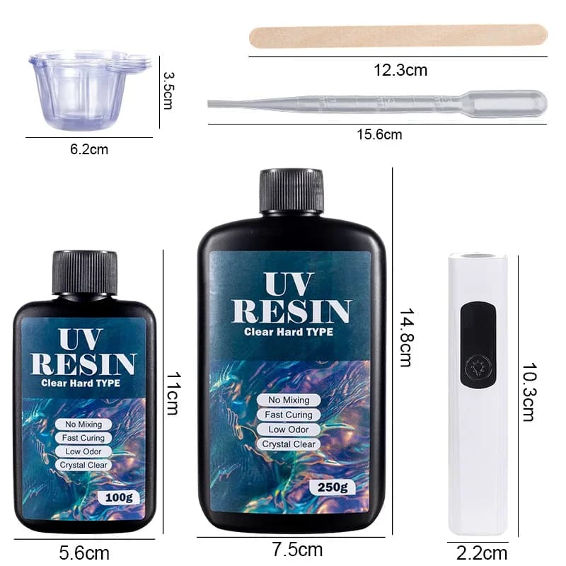 مجموعة راتنج UV مع إضاءة محدثة من النوع الصلب وشفافة تماماً لعلاج الأشعة فوق البنفسجية لصنع قوالب المجوهرات يدوياً - 2