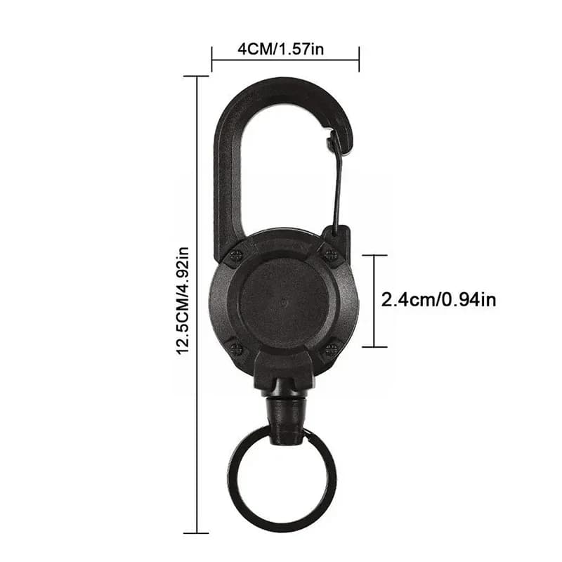Outdoor Carabiner Hook Backpack Buckle Automatic Retractable Wire Rope Luya Anti-theft Tactical Keychain Telescopic Belt Keyring - 4