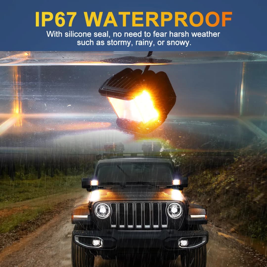 NAOEVO ضوء عمل جانبي 4 بوصة 60 واط أبيض وعنبر ستروب للطوارئ أضواء الضباب على الطرق الوعرة أضواء أمامية للشاحنات ضوء بار LED - 5