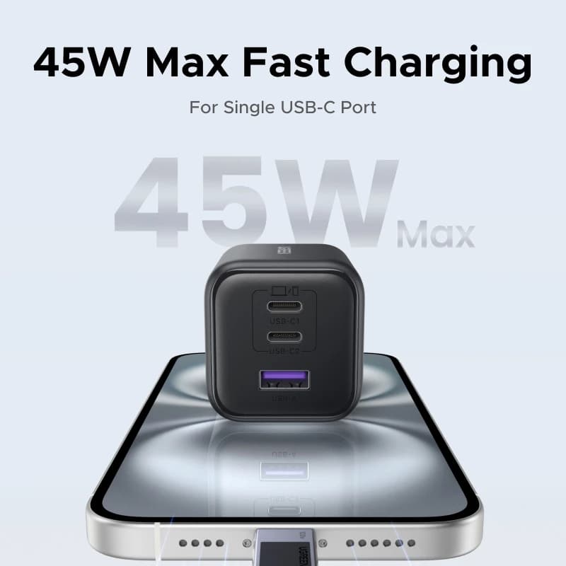 【قابس أوروبي】شاحن UGREEN 45W/30W/25W/20W GaN PD3.0 PPS QC3.0 شاحن سريع USB C لـ iPhone 16 15 14 Pro Max Samsung S25 iPad Air - 3