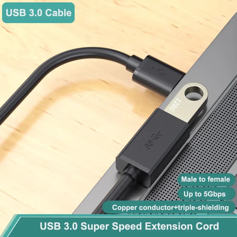 USB 3.0 Extension cable Short Super Speed USB 3.0 cord Extension USB 3.0 A male to A female 0.3M up to 5Gbps for Macs Windows - 5