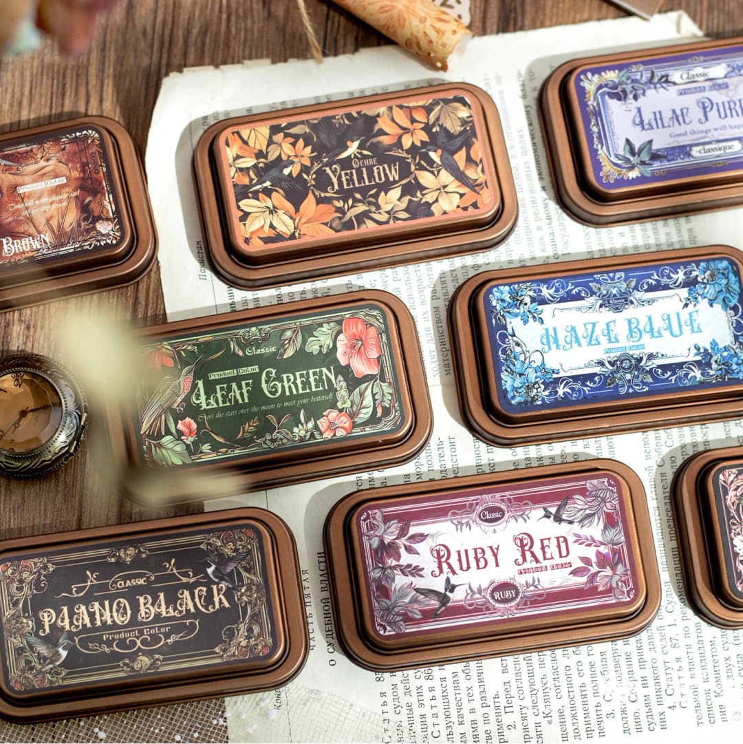 الحبر القوطي الرجعية DIY بها بنفسك الحرف سكرابوكينغ منصات الحبر المطاط خشبية Stamps ورقة Inkpads ورقة ديكور القرطاسية اللوازم المدرسية