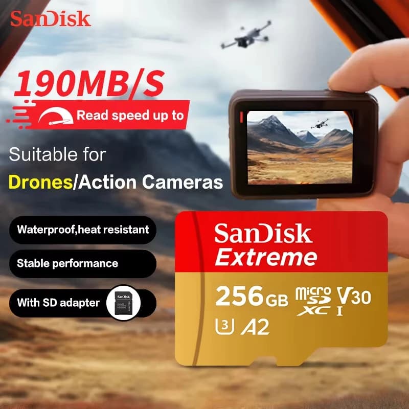 بطاقة الذاكرة Sandisk Extreme Micro SD - سعة 128GB، فئة A2 V30 U3، تدعم 4K، متوافقة مع الهواتف والكاميرات - 5