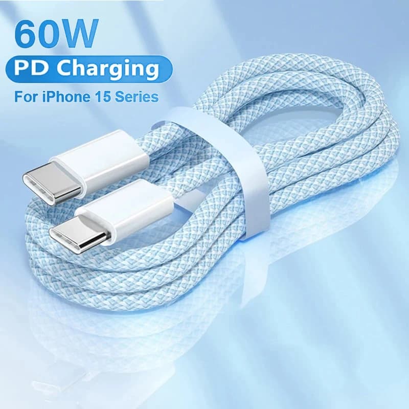 كابل من النوع C إلى النوع C متعدد الألوان PD كابل بيانات شحن سريع لهاتف iphone15 15Pro Huawei Samsung Xiaomi Android Type C خط بيانات - 2