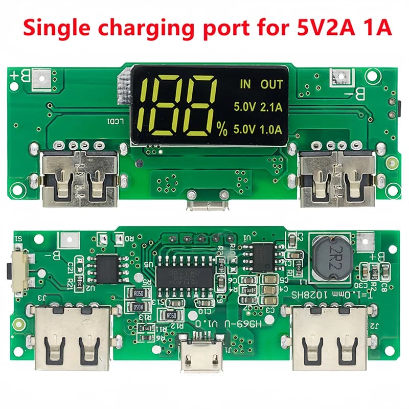لوحة شحن 18650 ثنائي USB 5V 2.4A وحدة بنك طاقة محمول 186 50 لوحة شحن بطارية ليثيوم حماية الدائرة - 2