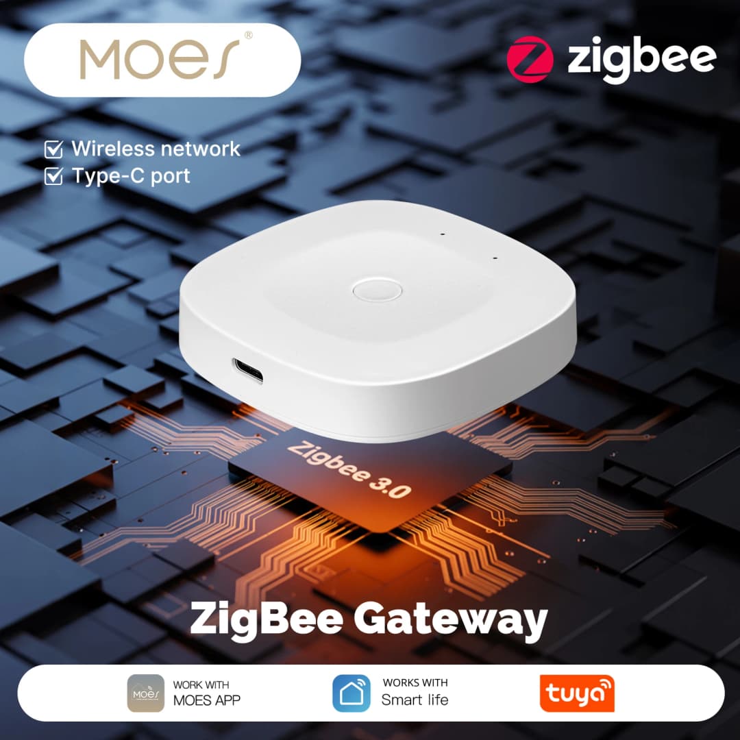مركز بوابة MOES Tuya الذكي ZigBee Bluetooth متعدد الأوضاع طاقة Type-C أتمتة منزلية لاسلكية يعمل مع Alexa وGoogle Home