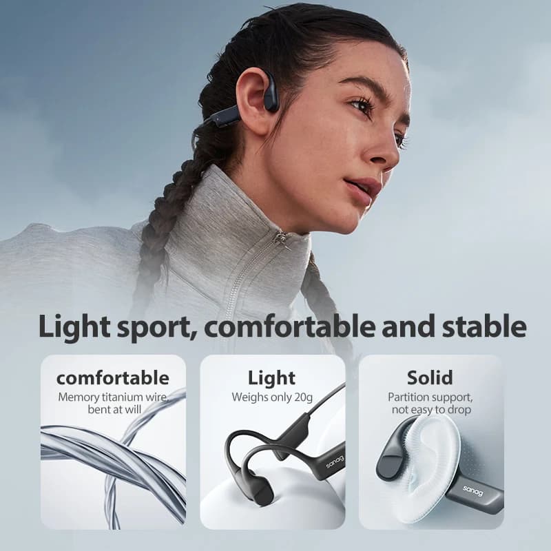 سماعات Sanag B22s توصيل عظمي 16 ساعة تشغيل مقاومة للماء IPX5 بلوتوث 5.3 سماعات صوت محيطي ديناميكي - 3