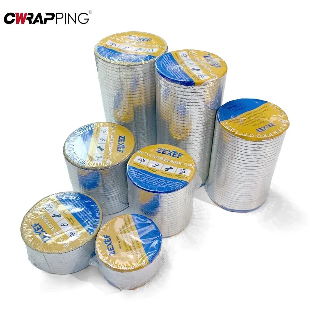 Super Sticky Aluminum Foil Butyl Rubber Tape High Temperature Resistance Waterproof Roof Pipe Stop Leak Crack Duct Repair Tape