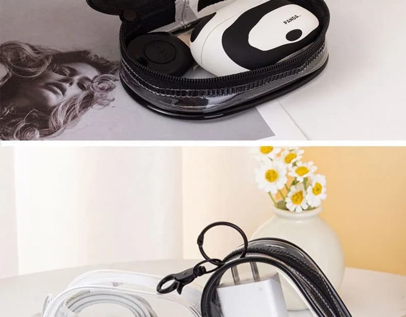 Mini Transparent Storage Bag with Zipper, Travel Data Cable Charger Dustproof Portable Storage Bag,Headphone and Charger Case - 2
