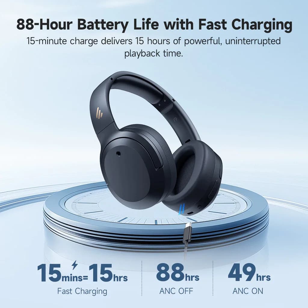 إديفاير W820NB بلس (إصدار 2025) سماعات رأس لاسلكية مع تقنية إلغاء الضوضاء النشطة بلوتوث 6.1 سماعات أذن فوق الأذن -49dB إلغاء الضوضاء سماعات أذن صوت عالي الدقة - 5