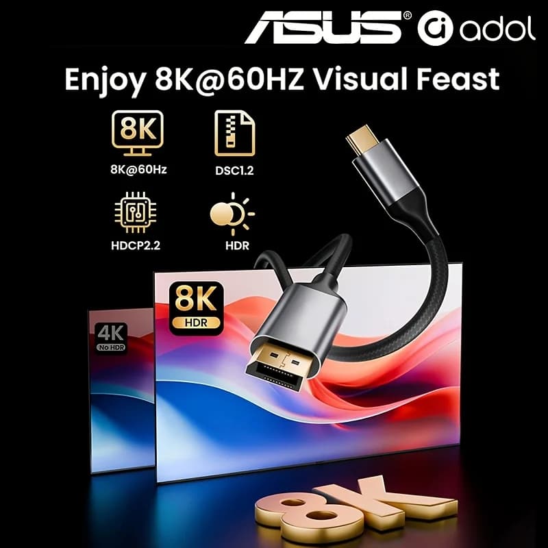 ASUS USB-C To DP-compatible Cable DP to DP 8K@60Hz Display Type C2.1 To 4K 144Hz Display 1.4 Cable Thunderbolt 3 4 for MacBook - 2