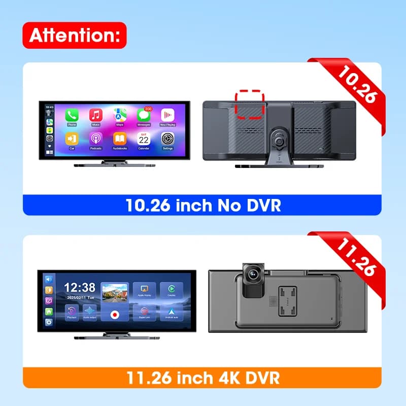 Develuck جديد 11.26 بوصة 4K DVR كاربلاي لاسلكي وأندرويد أوتو كاميرا لوحة قيادة محمولة مسجل فيديو شاشة سيارة ملاحة 5G WIFI - 2