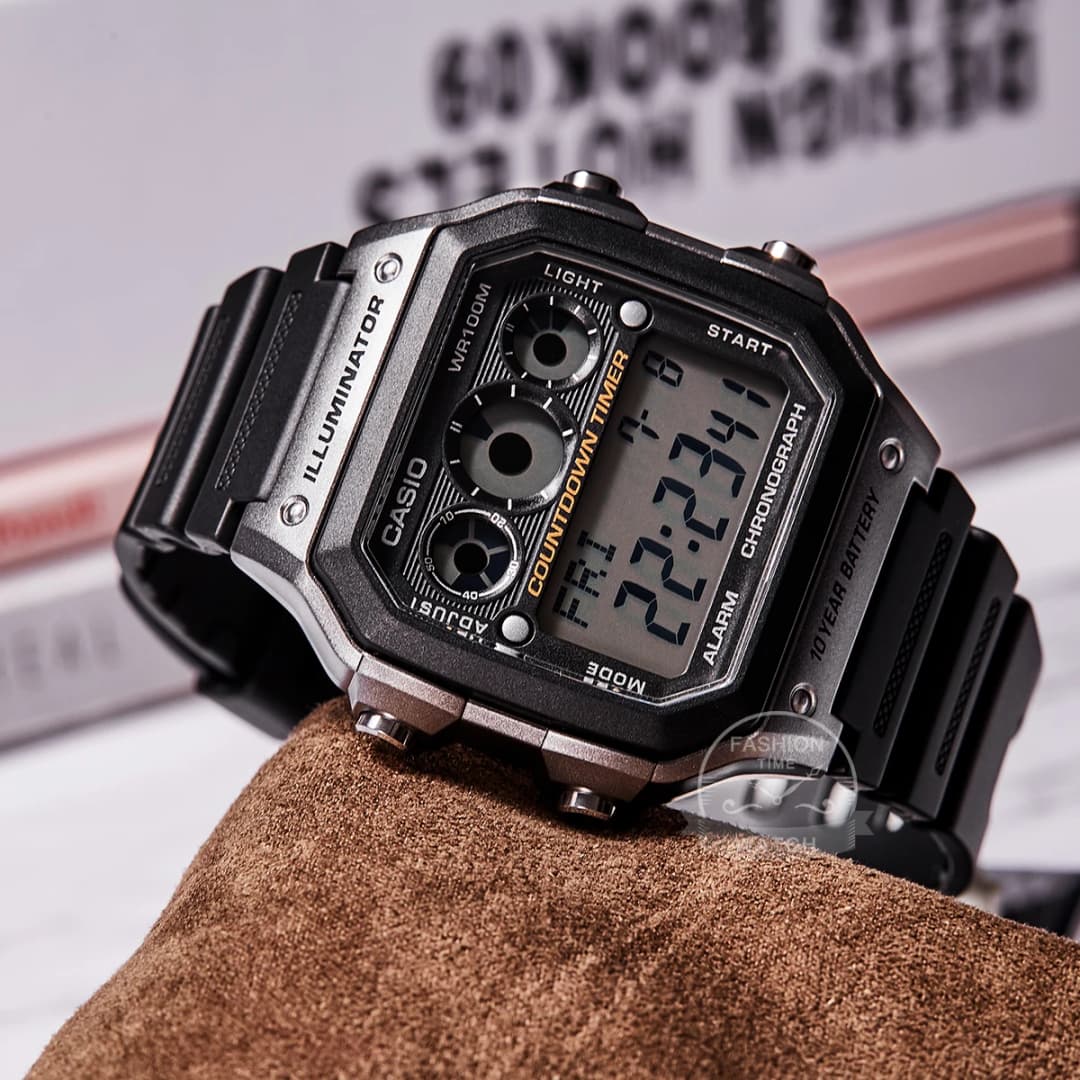 Casio for men  Multi-Function Electronic Watch Water Resistant Resin Strap AE-1300WH-8A - 3